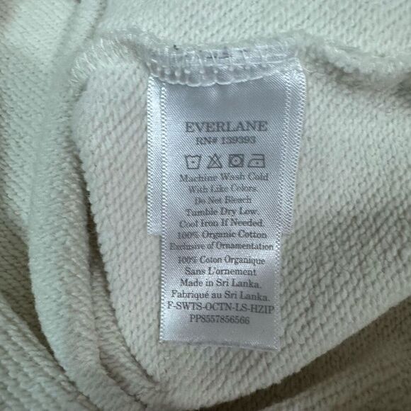 Everlane Women's XS The Track Half Zip Sweatshirt Bone White 100% Organic Cotton - Picture 5 of 7